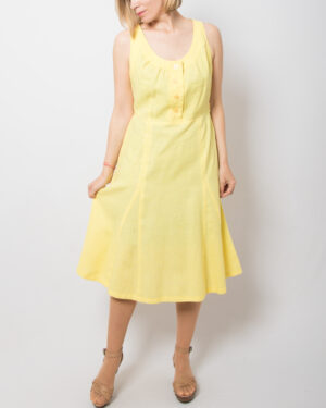 Vintage Yellow Cotton Sundress Flared Cottagecore Picnic Style