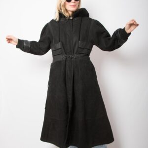 Rare Filippo Alpi Black Sheepskin Coat with Hood