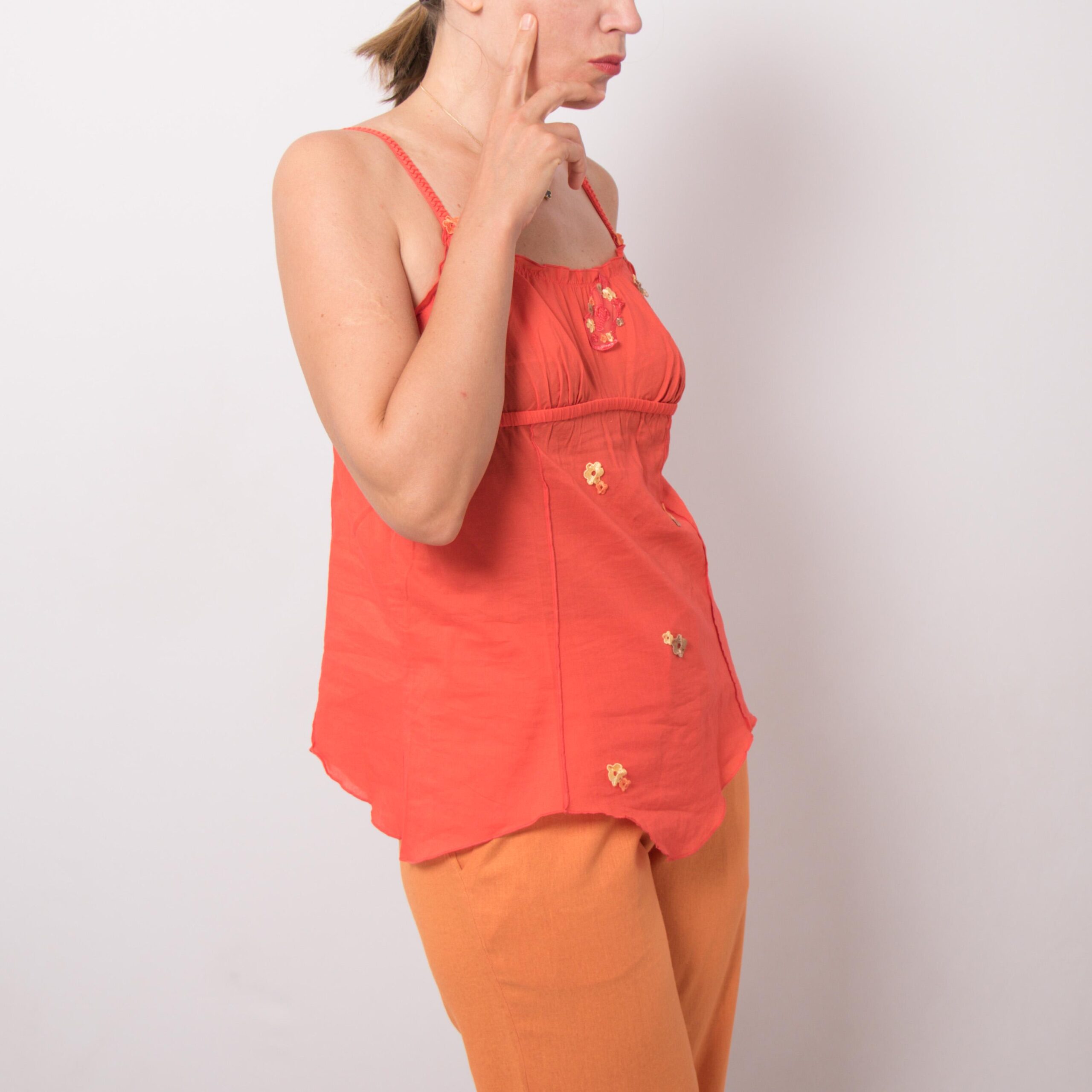 Vintage Coral Cotton Camisole Top Vintage Coral Cotton Camisole Top - Image 3