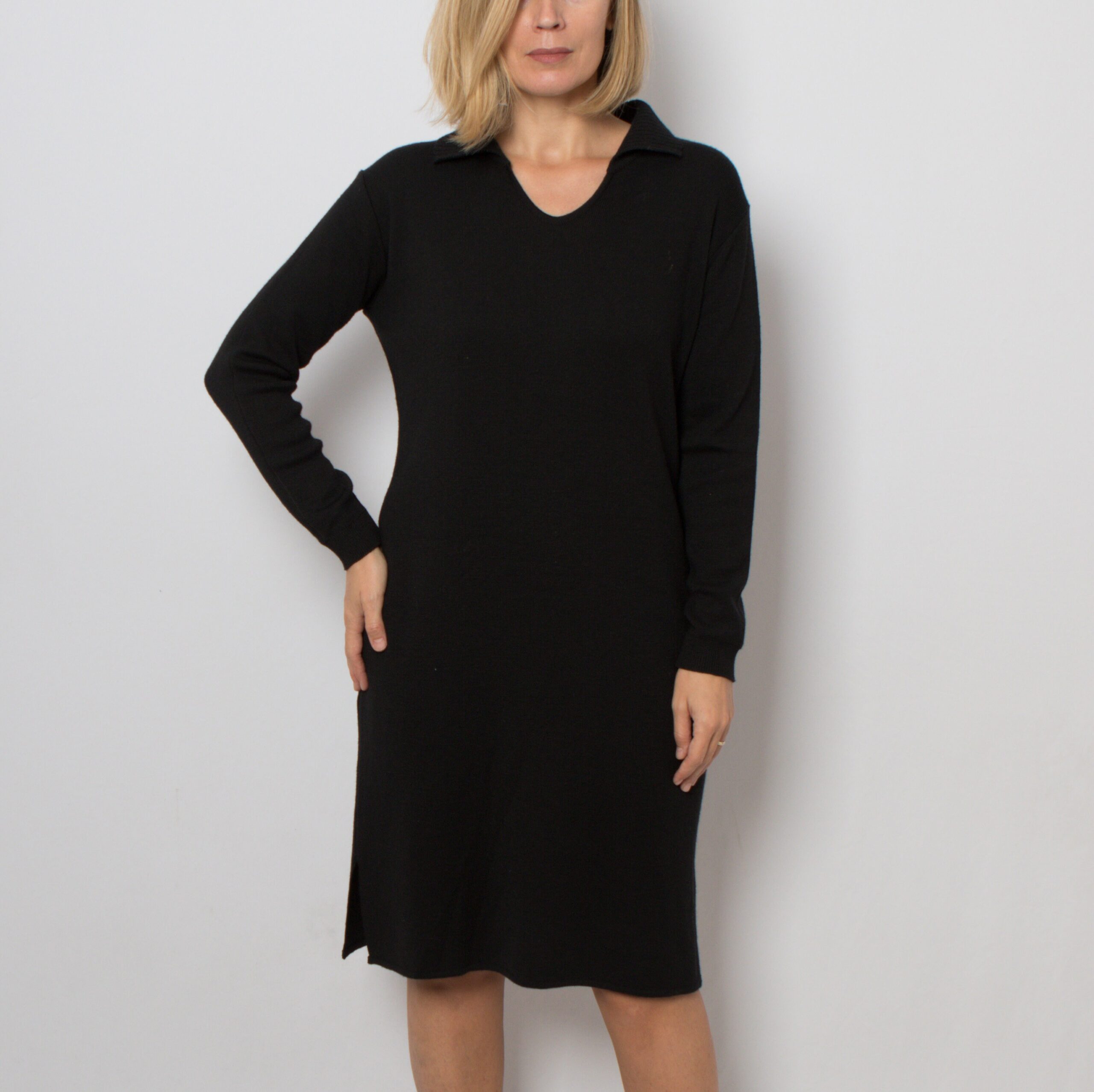 Vintage Black Wool Sweater Dress Vintage Black Wool Sweater Dress - Image 2