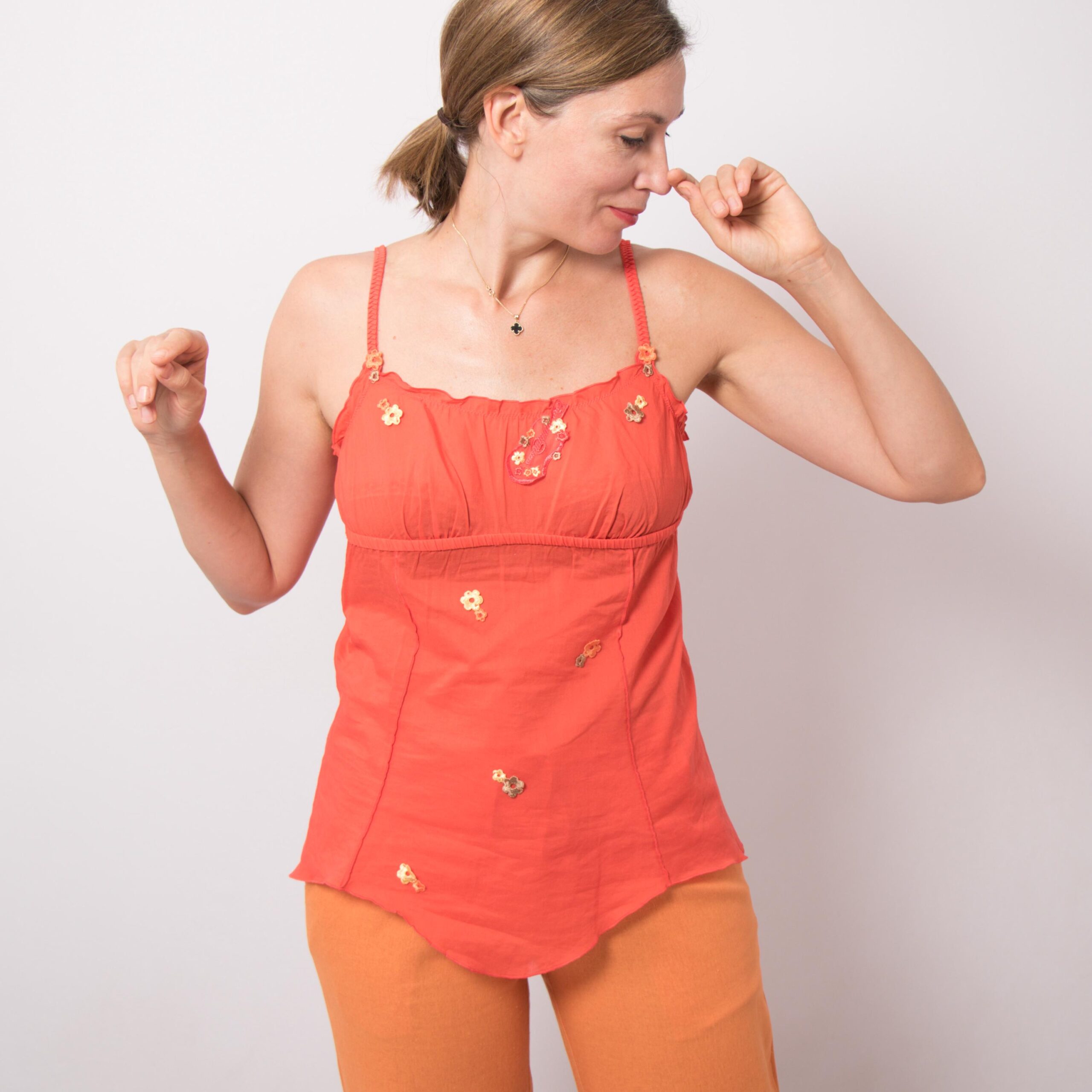 Vintage Coral Cotton Camisole Top Vintage Coral Cotton Camisole Top - Image 4