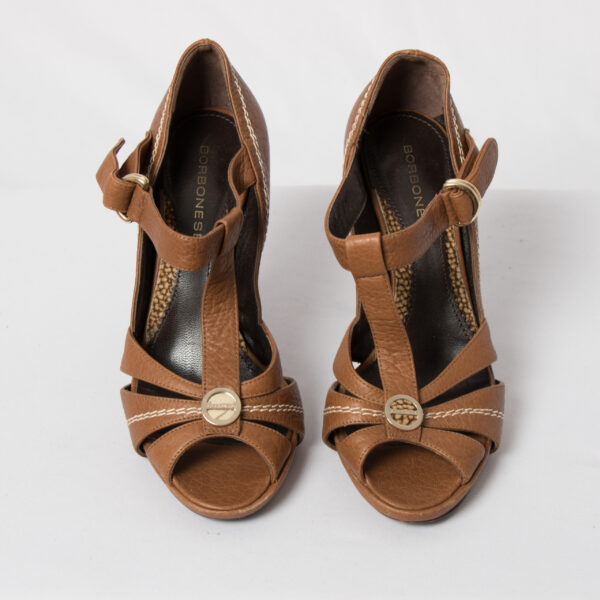 BORBONESE Peep Toe T Strap Heels - Image 2