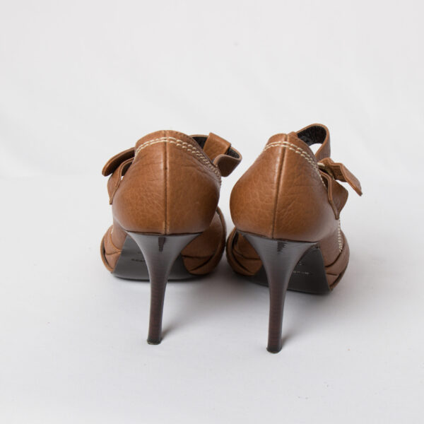 BORBONESE Peep Toe T Strap Heels - Image 5