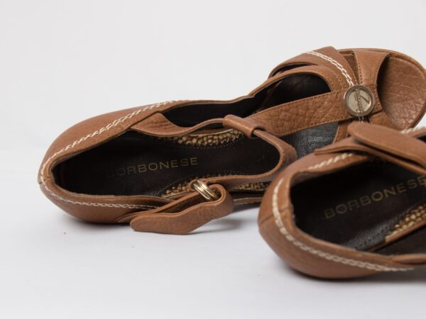 BORBONESE Peep Toe T Strap Heels - Image 9