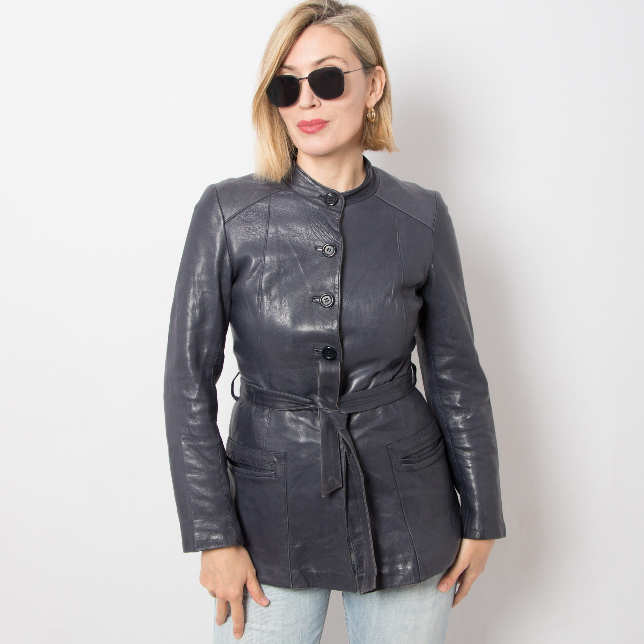 Vintage Blue Leather Jacket Vintage Blue Leather Jacket - Image 3