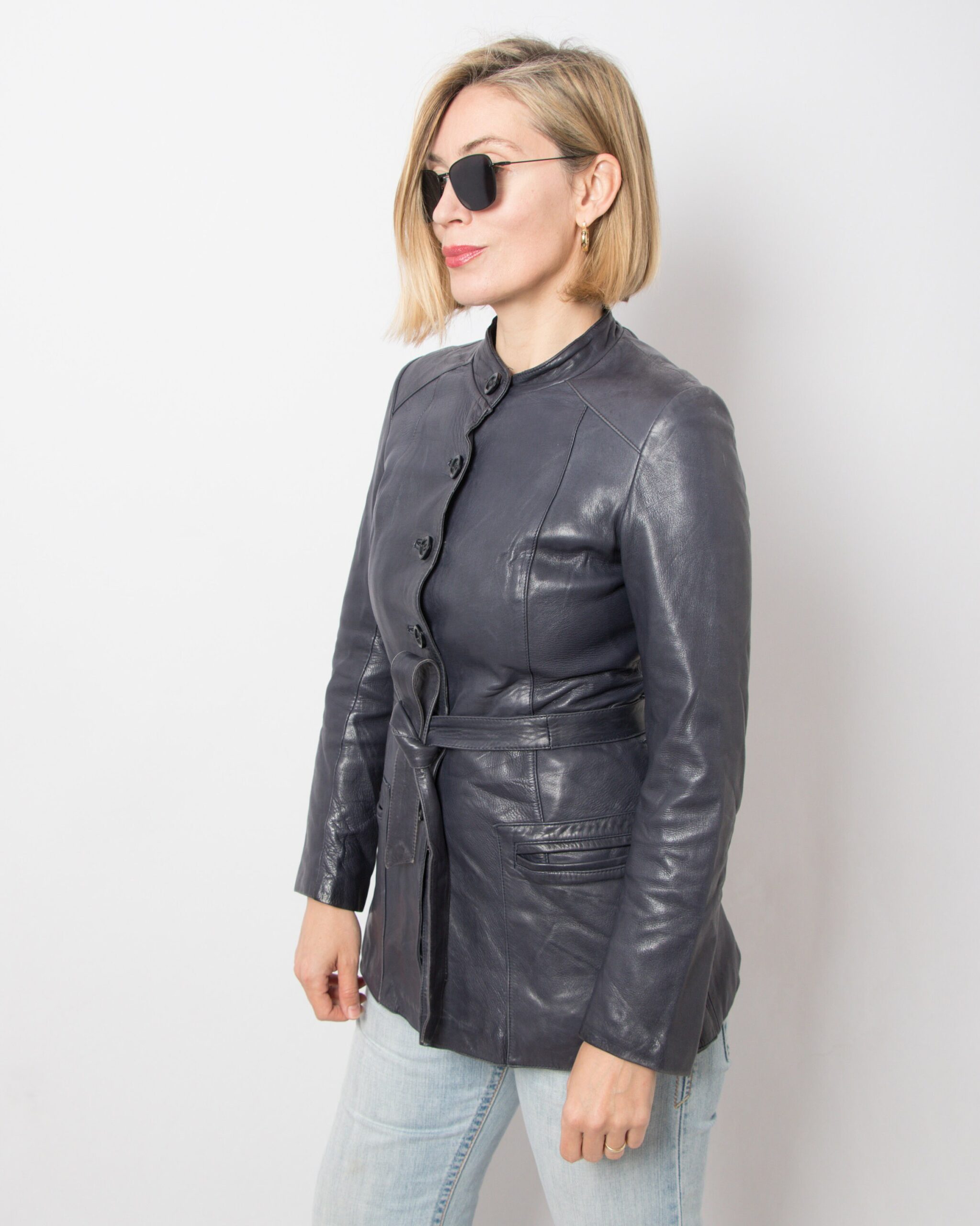 Vintage Blue Leather Jacket Vintage Blue Leather Jacket - Image 4