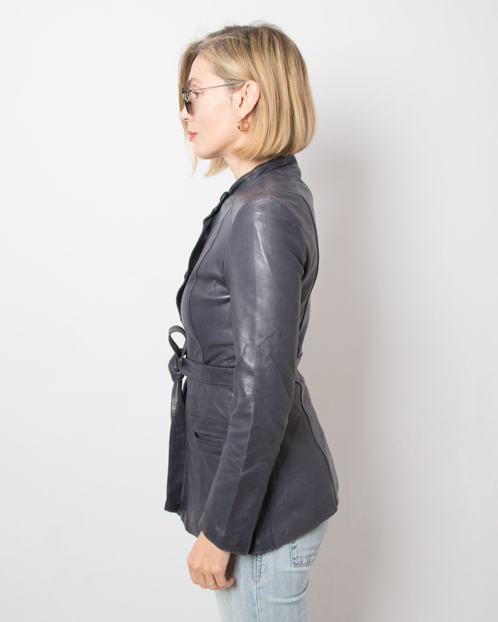 Vintage Blue Leather Jacket Vintage Blue Leather Jacket - Image 5
