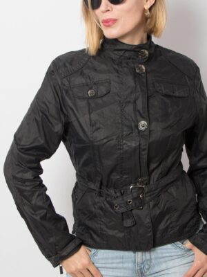 Vintage Black Nylon Belted Jacket