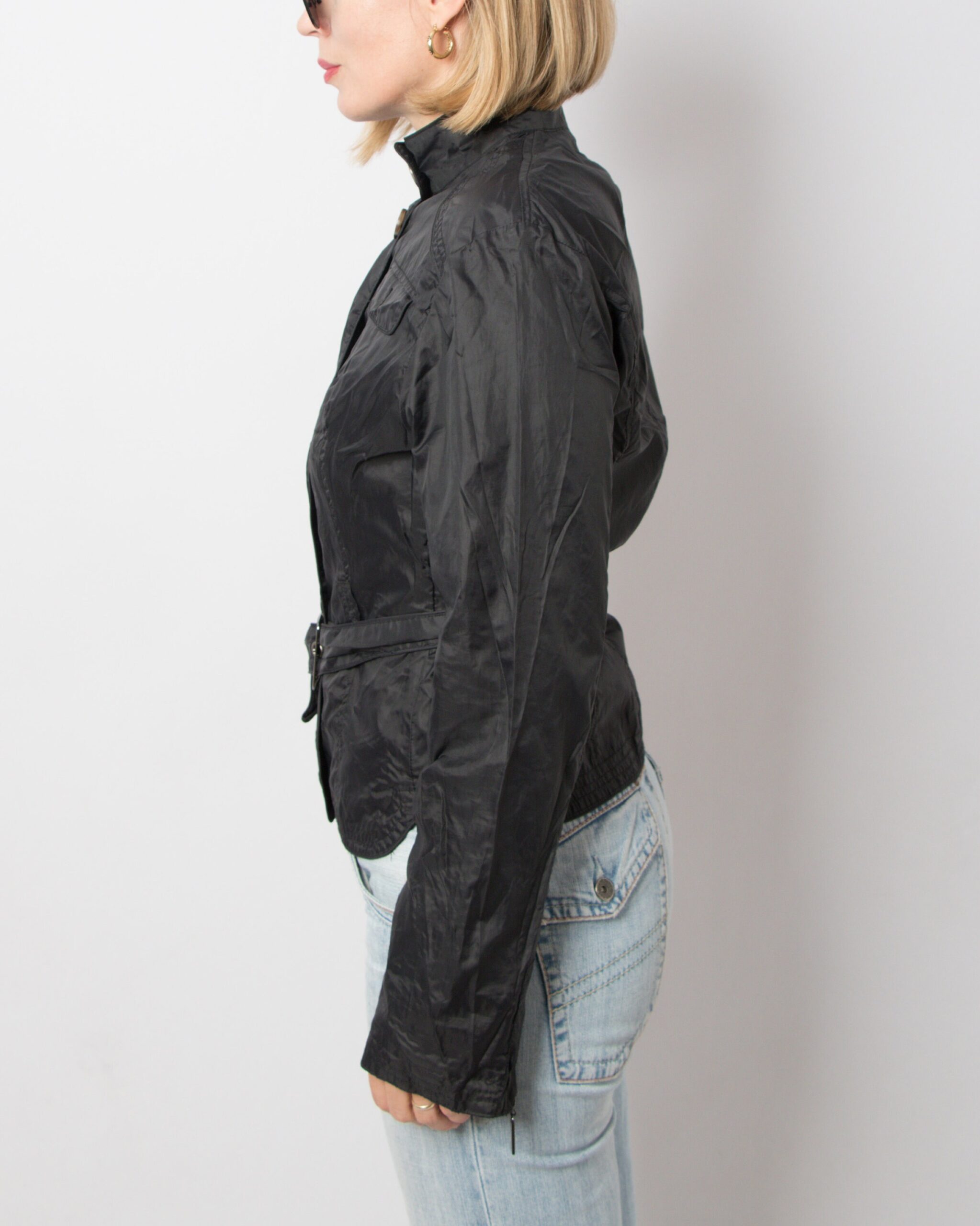 Vintage Black Nylon Belted Jacket Vintage Black Nylon Belted Jacket - Image 5