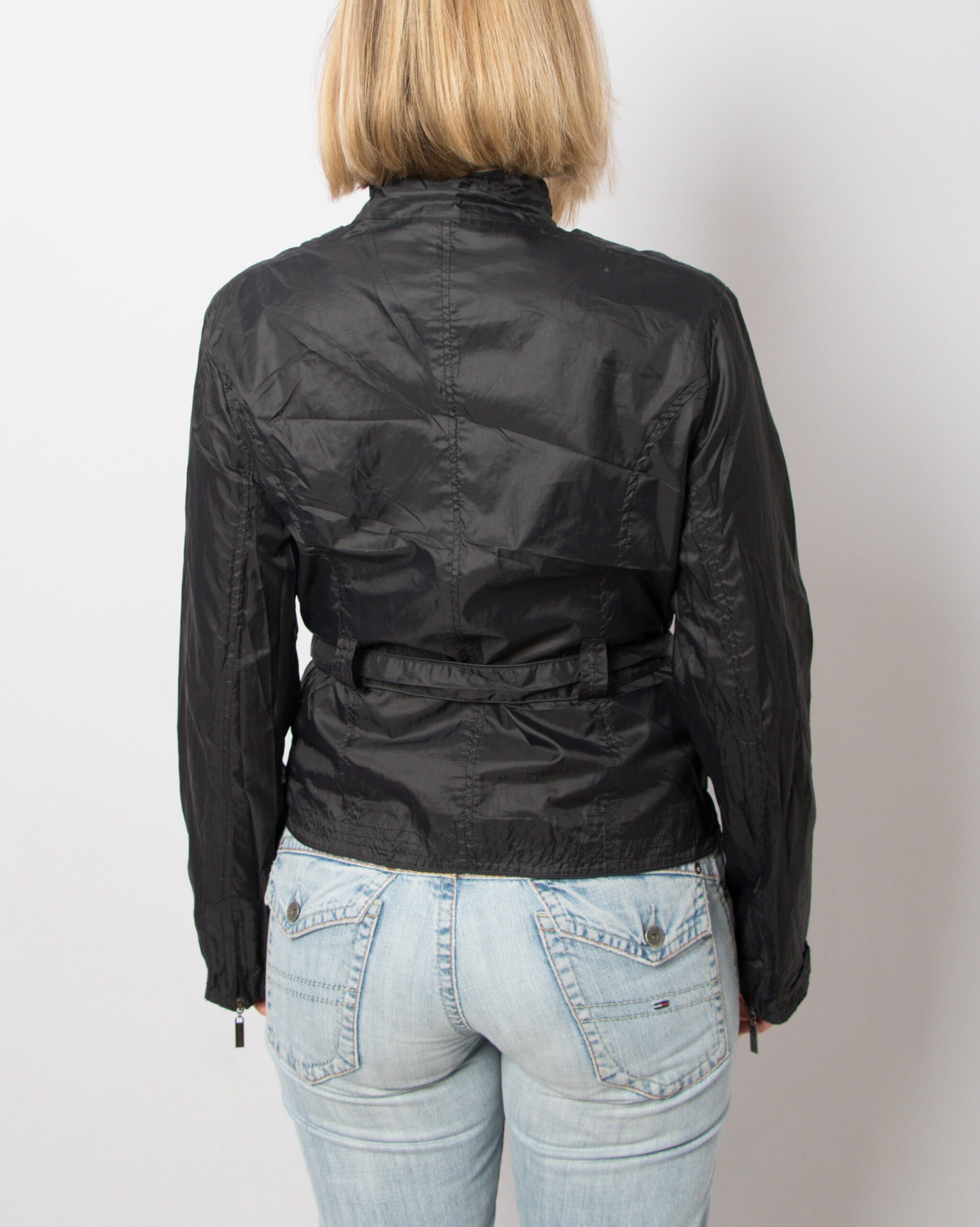 Vintage Black Nylon Belted Jacket Vintage Black Nylon Belted Jacket - Image 6