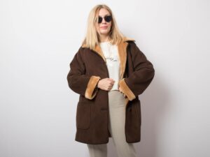 Vintage Faux Suede Shearling Jacket