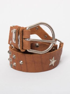 RARE Vintage Studded Brown Leather Belt