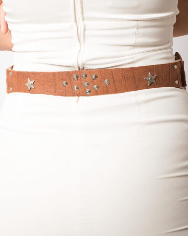 RARE Vintage Studded Brown Leather Belt - Image 5