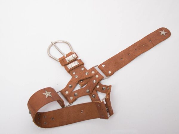 RARE Vintage Studded Brown Leather Belt - Image 8
