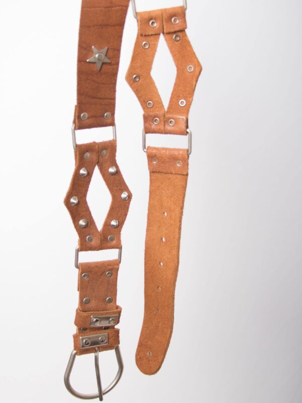 RARE Vintage Studded Brown Leather Belt - Image 9