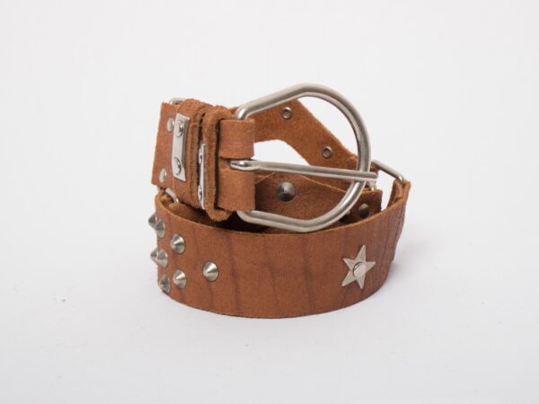 RARE Vintage Studded Brown Leather Belt - Image 10