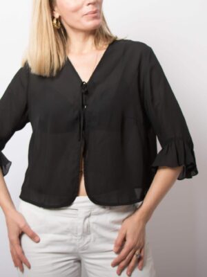 Y2K Timeless Sheer Black Blouse