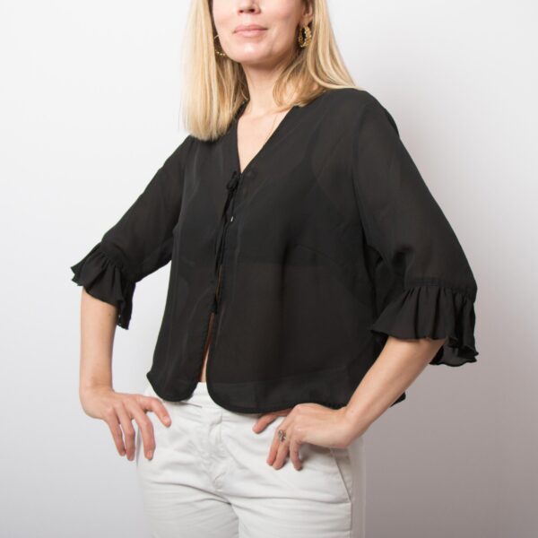 Y2K Timeless Sheer Black Blouse - Image 3