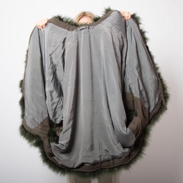 Vintage Velvet Cloak with Ostrich Feather Trim - Image 5