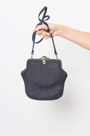 Vintage Navy Blue Woven Handbag