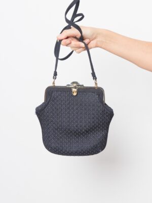 Vintage Navy Blue Woven Handbag