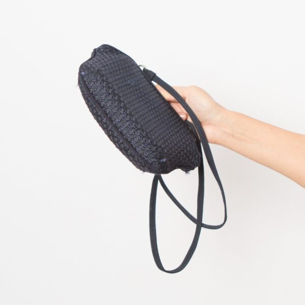 Vintage Navy Blue Woven Handbag - Image 4