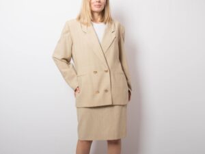 80s Plaid Wool Skirt Set by Fontana Milano