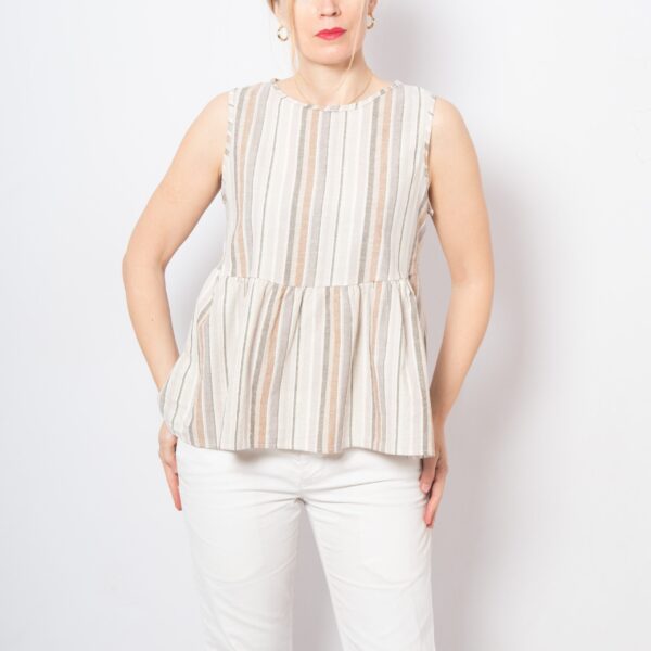 Vintage Striped Peplum Top - Image 2