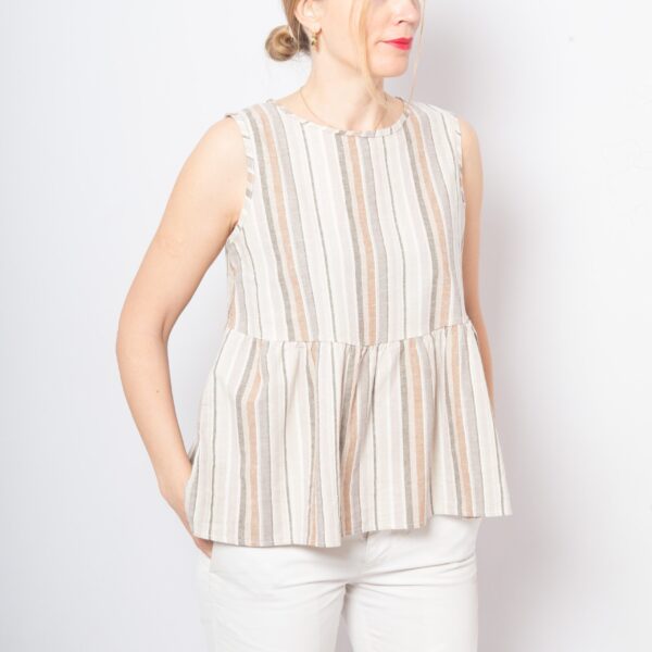 Vintage Striped Peplum Top - Image 5