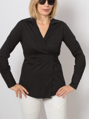 Vintage Black Wrap Blouse