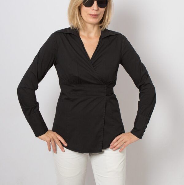 Vintage Black Wrap Blouse