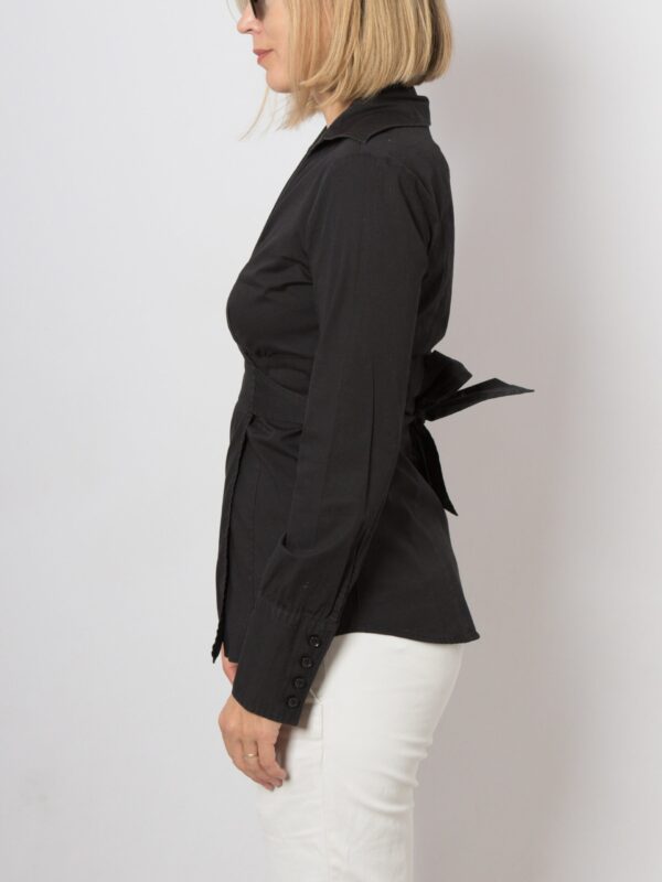 Vintage Black Wrap Blouse - Image 4