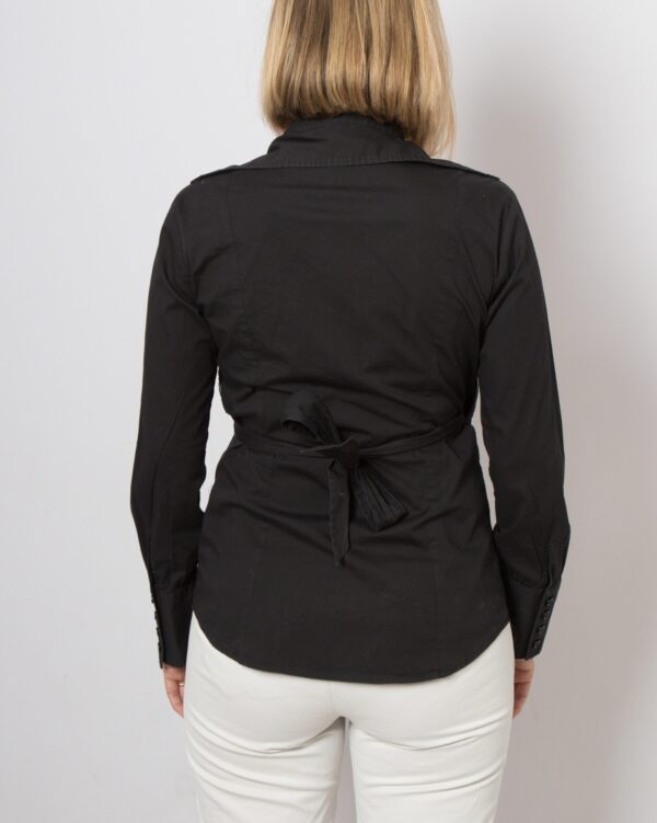 Vintage Black Wrap Blouse - Image 5