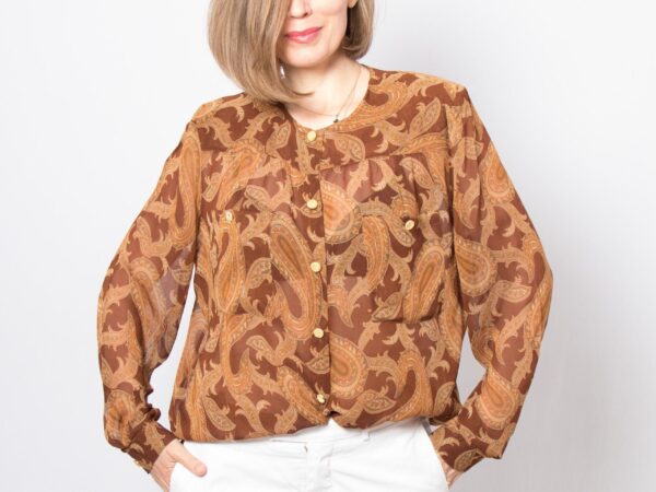 Vintage Mariselaine Paisley Silk Blouse - Image 3