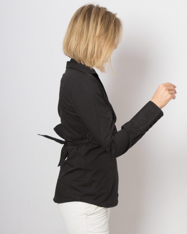 Vintage Black Wrap Blouse - Image 6