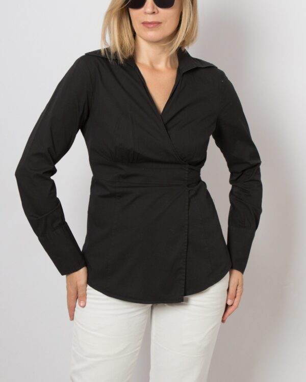 Vintage Black Wrap Blouse - Image 8