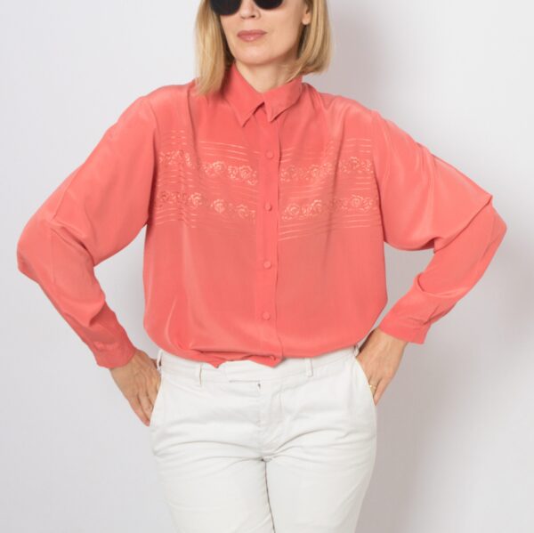 Vintage Embroidered Silk Blouse