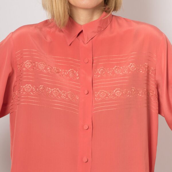 Vintage Embroidered Silk Blouse - Image 2