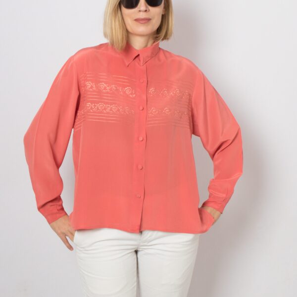 Vintage Embroidered Silk Blouse - Image 3