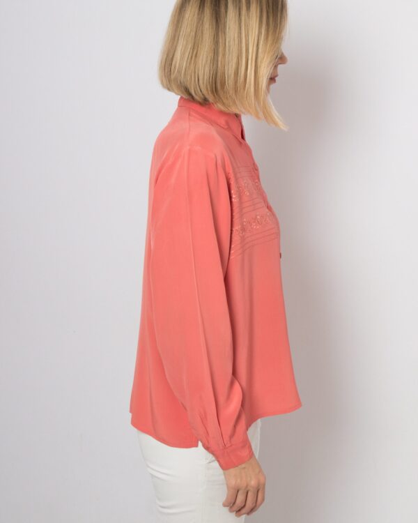 Vintage Embroidered Silk Blouse - Image 6