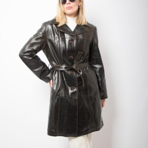 Vintage Shiny Leather Trench Coat