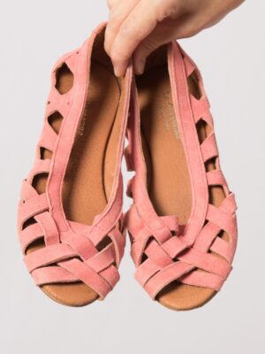 LA GARCONNE Pink Suede Braided Sandals
