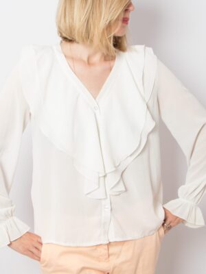 Vintage White Ruffle Blouse
