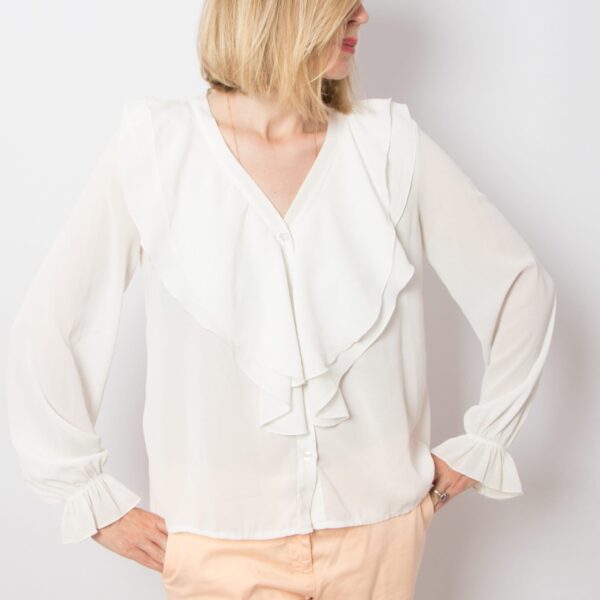 Vintage White Ruffle Blouse