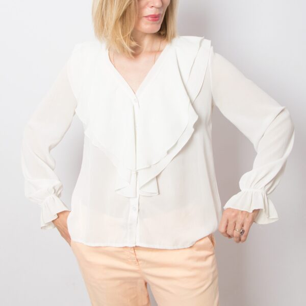 Vintage White Ruffle Blouse - Image 2