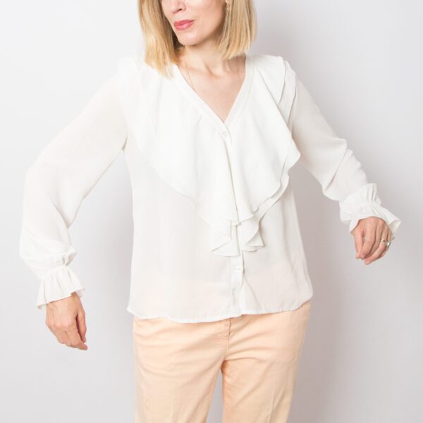 Vintage White Ruffle Blouse - Image 3