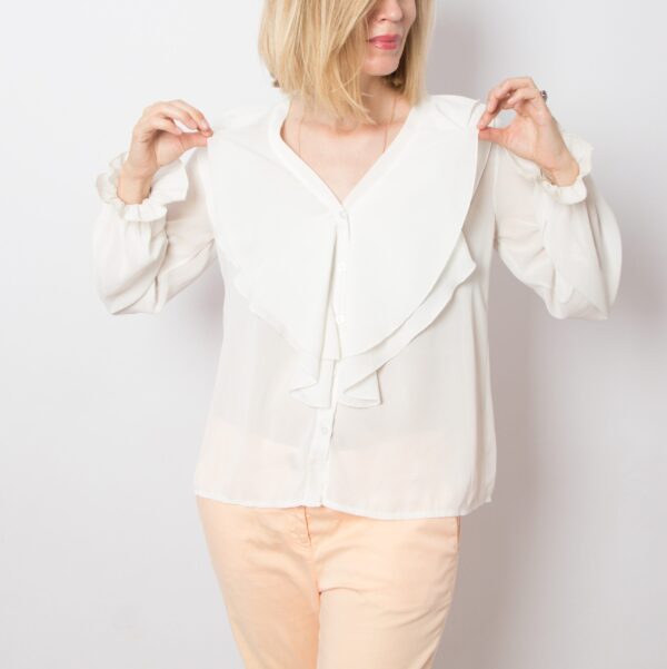 Vintage White Ruffle Blouse - Image 4