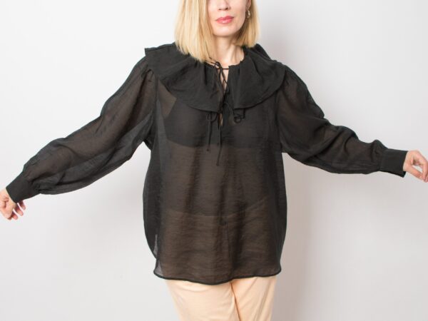 90s Ruffle Collar Shirt - Image 5
