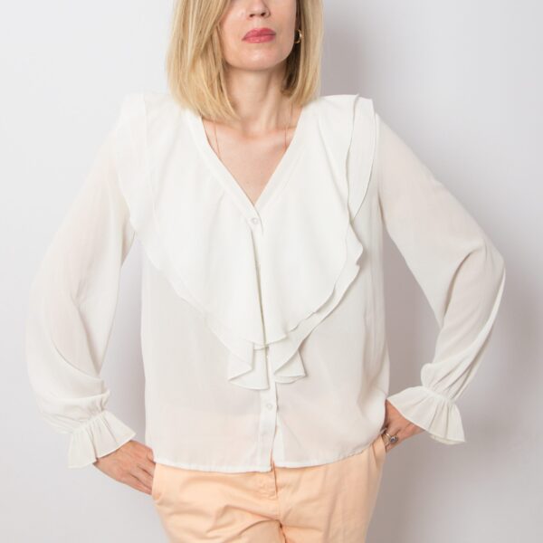 Vintage White Ruffle Blouse - Image 7