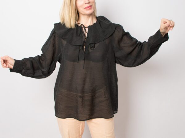 90s Ruffle Collar Shirt - Image 6